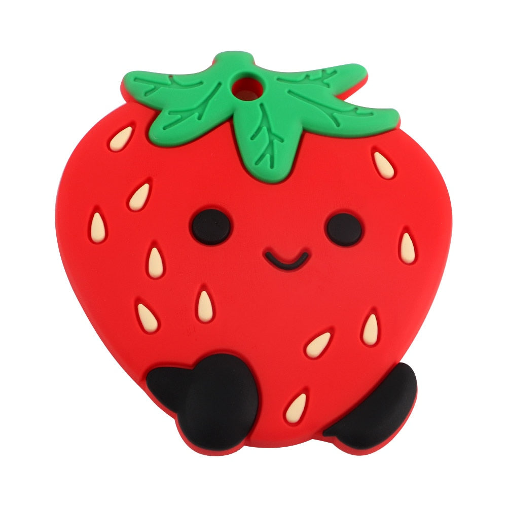 Kovict 1pc Silicone Teether Baby Cartoon Durian Watermelon Avocado Fruit Sushi Pendants DIY Baby Chewing Teether Pacifier Chain