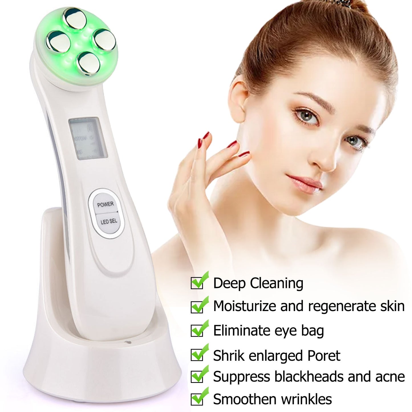 EMS&amp;RF Facial Radiofrequency Lifting Machine Face Spa Massager 5 in 1 Beauty Devices LED Photon Skin Rejuvenation Mesotherapy