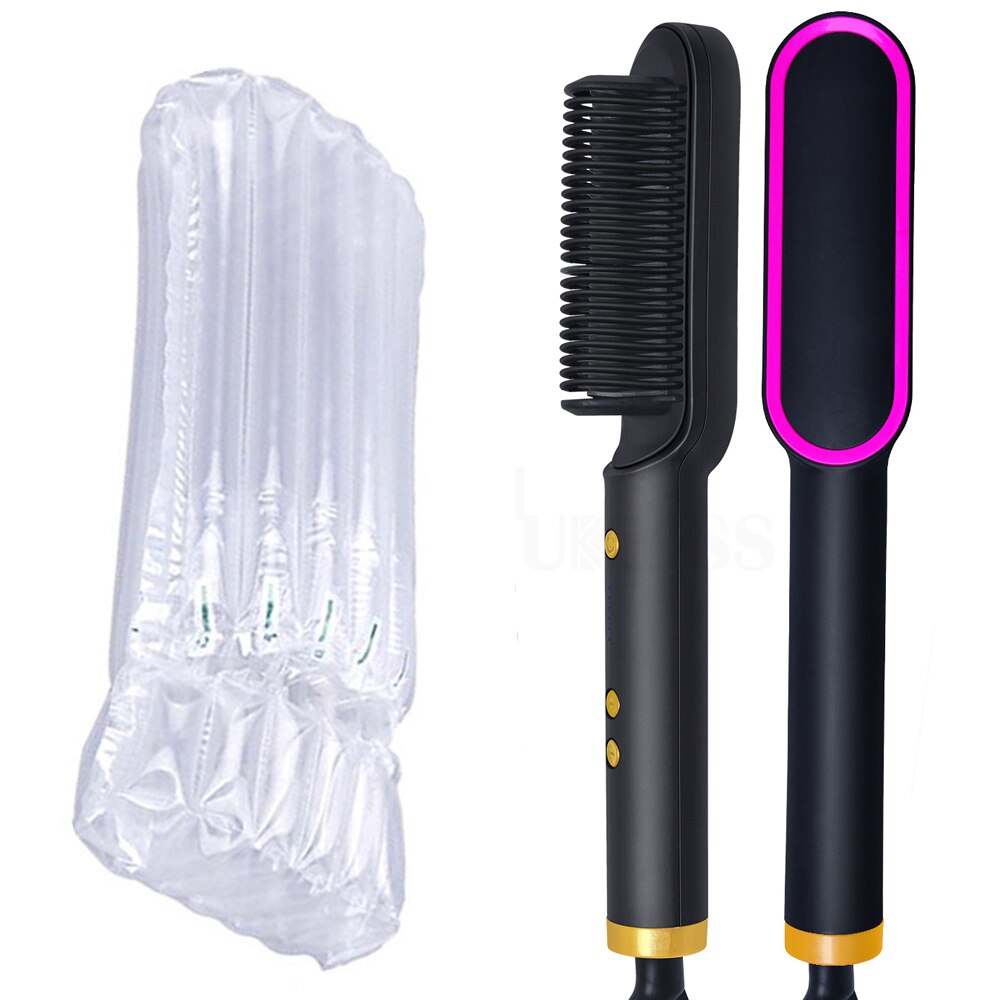 Professional Hair Straightener Brush Electric Hot Comb Curler Hair Iron Straightening Comb Men Beard Straightener Beard Brush