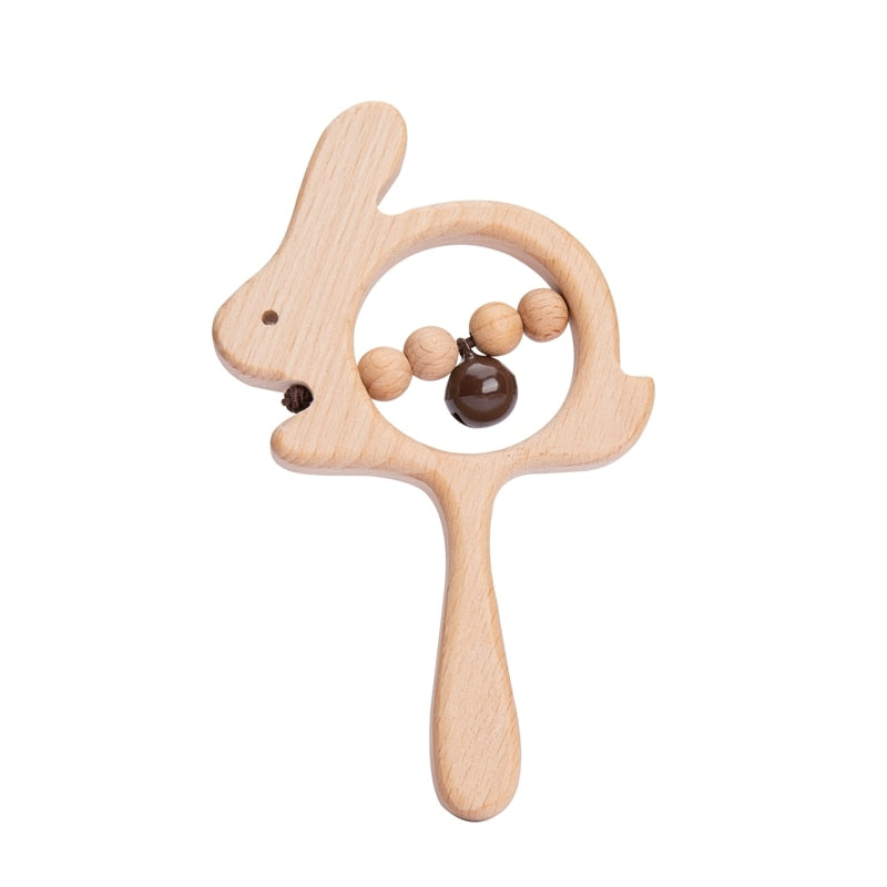 Wooden Rattle Baby Teether for Kids Teething Rings Animal Crochet Rattle Elephant Wooden Babies Gym Montessori Children's Toys