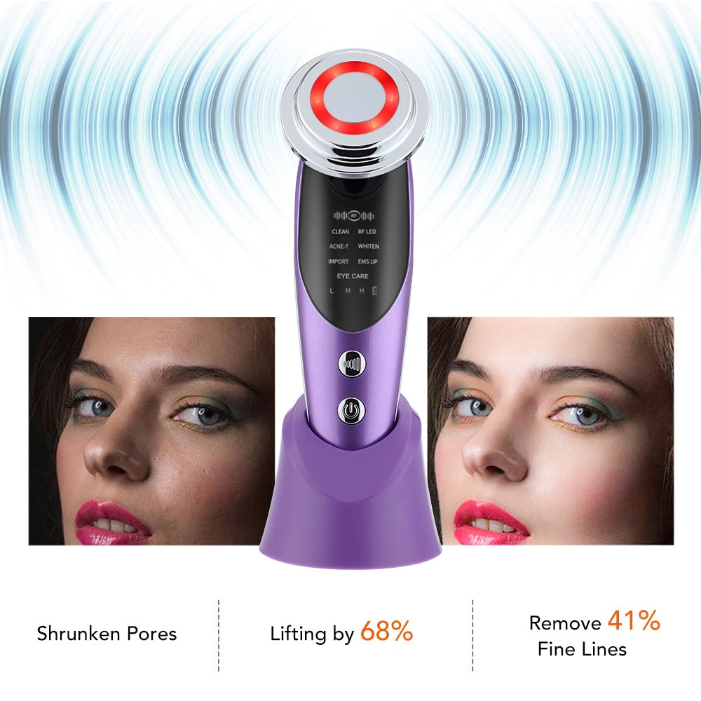 7 in 1 Face Lift Devices EMS RF Microcurrent Skin Rejuvenation Facial Massager Light Therapy Anti Aging Wrinkle Beauty Apparatus