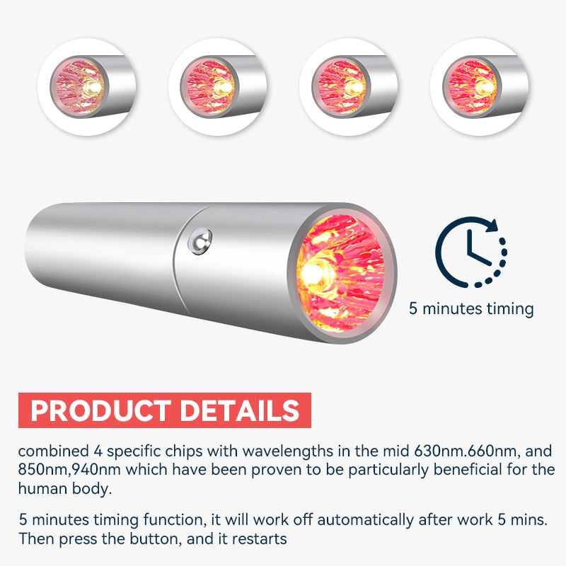 Red Light Therapy LED Infrared Acne Treatment Firm Skin Anti-aging Wrinkles Laser Pointer Laser Acne Pen EMS Facial Care