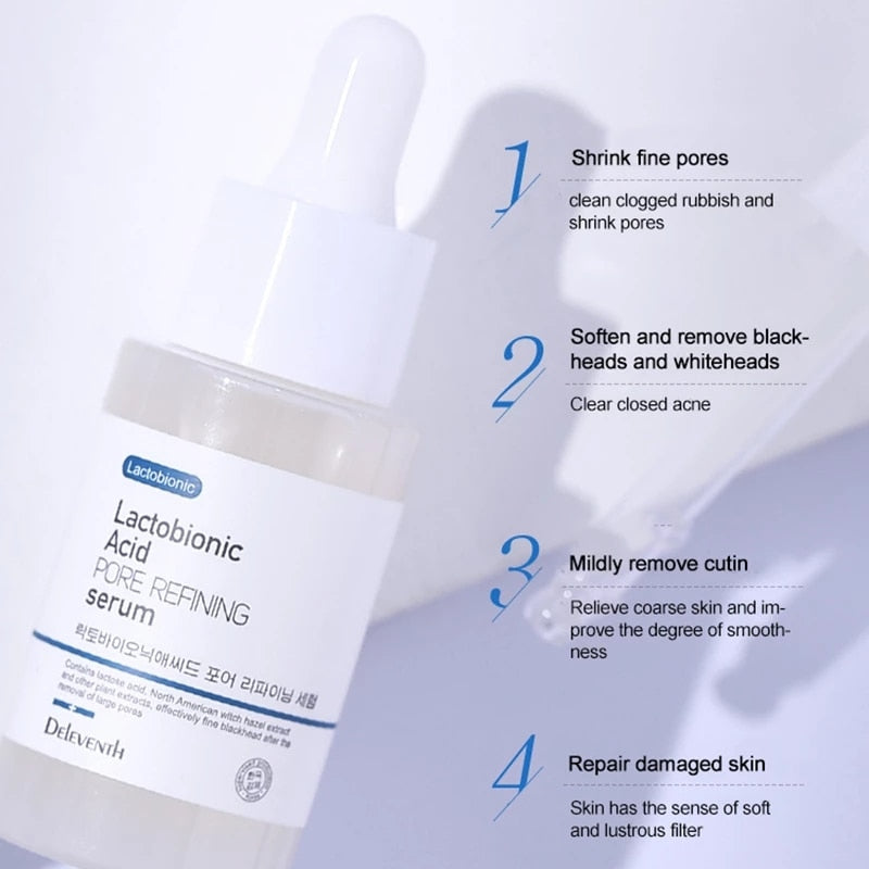 Lactobionic Acid Pore Shrink Face Serum Hyaluronic Acid Moisturizing Nourish Essence Firming Brighten Korean Skin Care Products