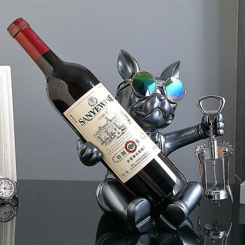French Bulldog Wine Holder Nordic Live Room Sculpture office Dog Statue Table Decoration Dog Resin Statu Home Decor Ornament