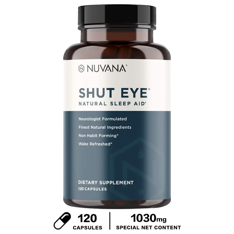 Shut Eye Natural Sleep Aid | Herbal Relaxation Supplement Made with Valerian Root, Melatonin, Chamomile, Magnesium