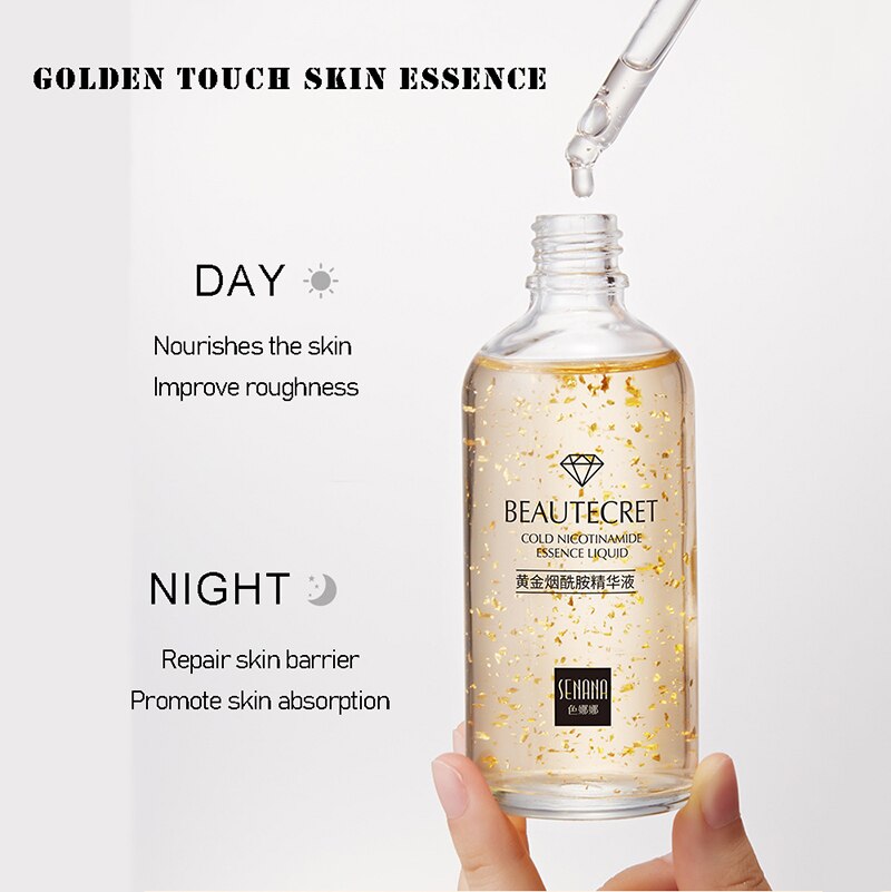 24K Gold Niacinamide Face Essence Anti-aging&amp;Wrinkle Moisturizing Hyaluronic Acid Serum Shrinks Pores korean Skin Care Products