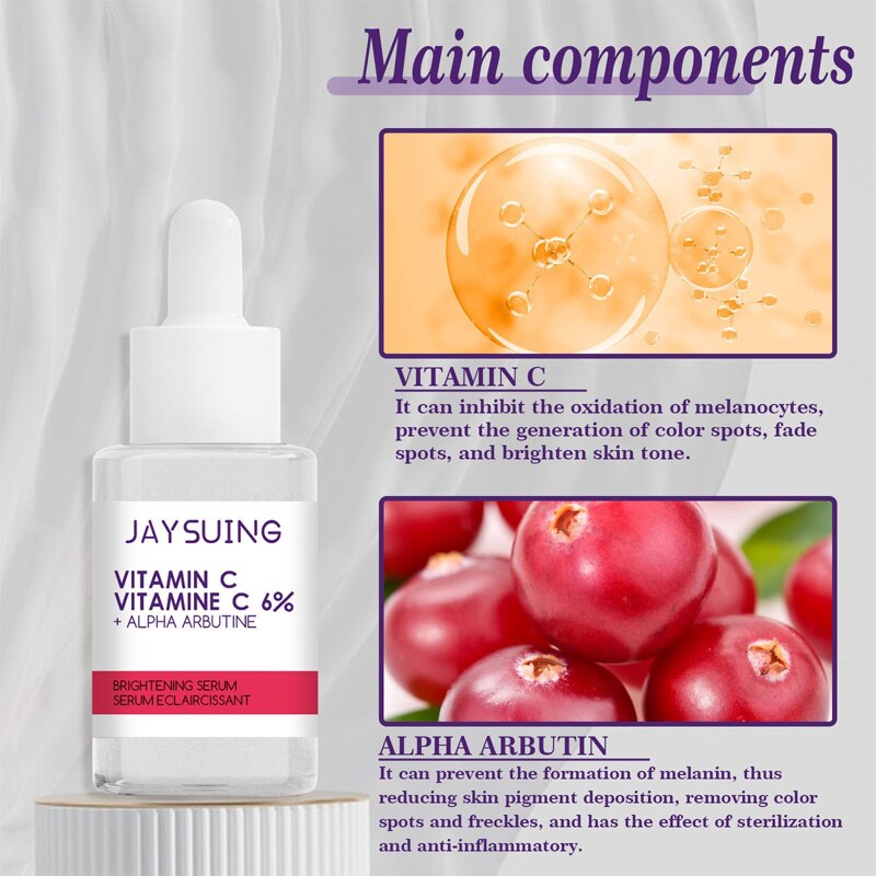 Vitamin C Whitening Freckle Face Serum Remove Melasma Acne Dark Spots Pigmentation Brighten Moisturizing Nourish Skin Care 30ml