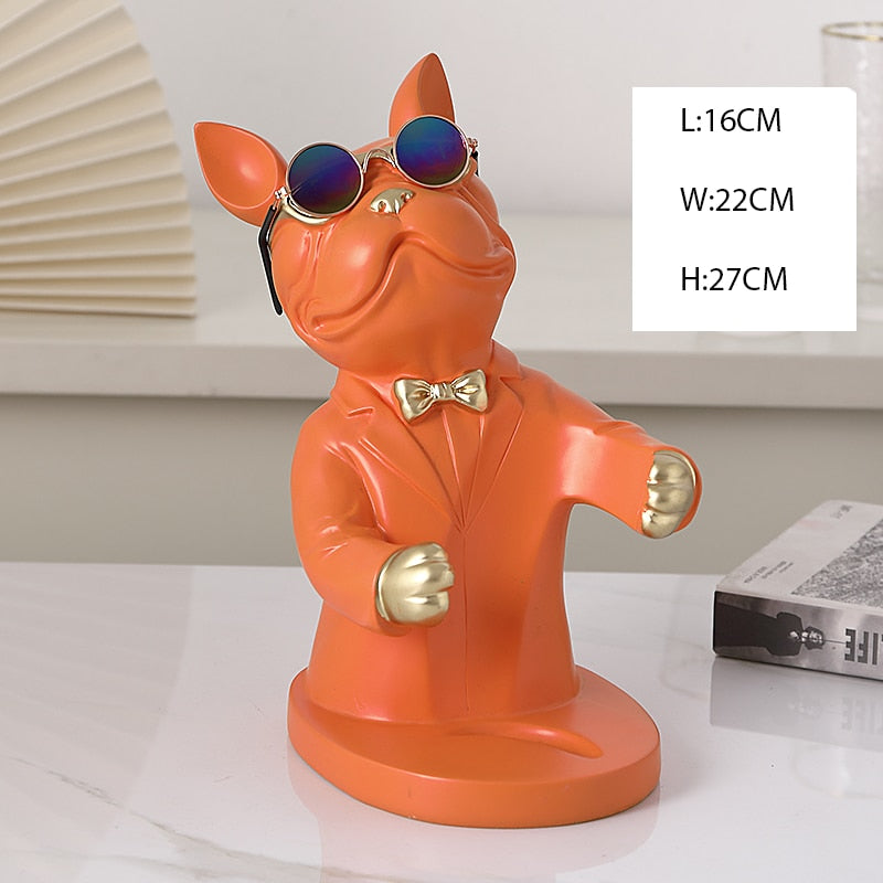 French Bulldog Wine Holder Nordic Live Room Sculpture office Dog Statue Table Decoration Dog Resin Statu Home Decor Ornament