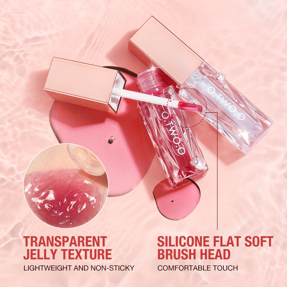 O.TWO.O Moisturizing Lip Tint Lip gloss Lip Oil 5 Crystal Colors Long-lasting Nutritious Makeup Sexy Plump Lip Glow Lip Plumper
