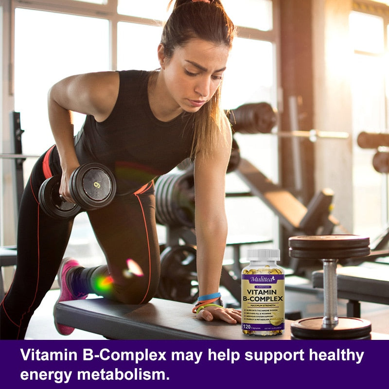 Mulittea Vitamin B Complex Capsule B12 Folic Acid Biotin Reduce Stress Better Moods Nervous System Health Energy Supplement