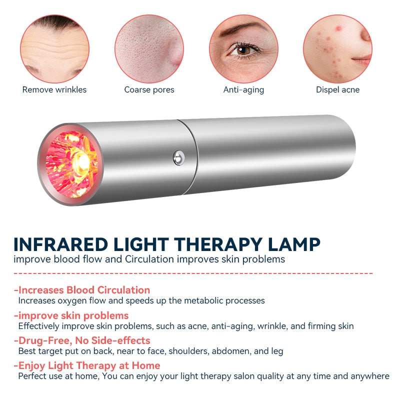 Red Light Therapy LED Infrared Acne Treatment Firm Skin Anti-aging Wrinkles Laser Pointer Laser Acne Pen EMS Facial Care