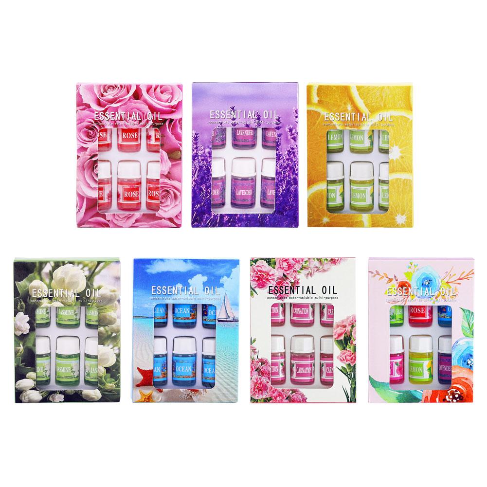 6pcs/set Pure Herbal Essential Oils Aromatherapy Diffusers Massage Relax Fragrances Oil Rose Lavender Lemon Essential Aroma Oils