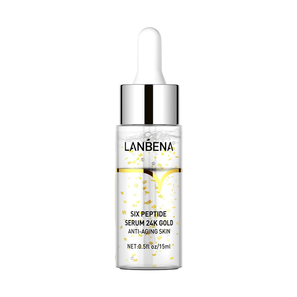 Vitamin C Hyaluronic Acid 24K Gold Six Peptides Acne Removal Serum Anti-Aging Moisturizing Shrink Pore Lift Firming Skin