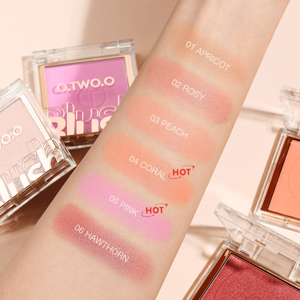 O.TWO.O Blush Makeup Palette 6 Colors Mineral Powder Long-lasting Natural Cheek Contour Tint Peach Pink Face Blusher Cosmetics