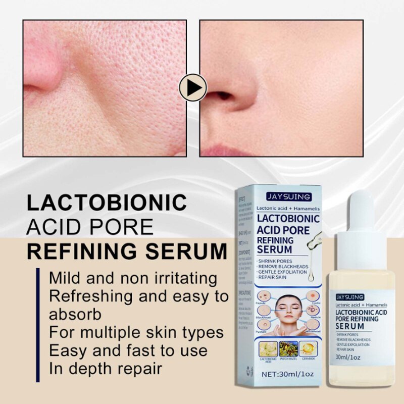 Lactobionic Acid Shrink Pores Face Serum Oil Control Removal Blackheads Acne Treatment Moisturizing Brighten Skin Care Products