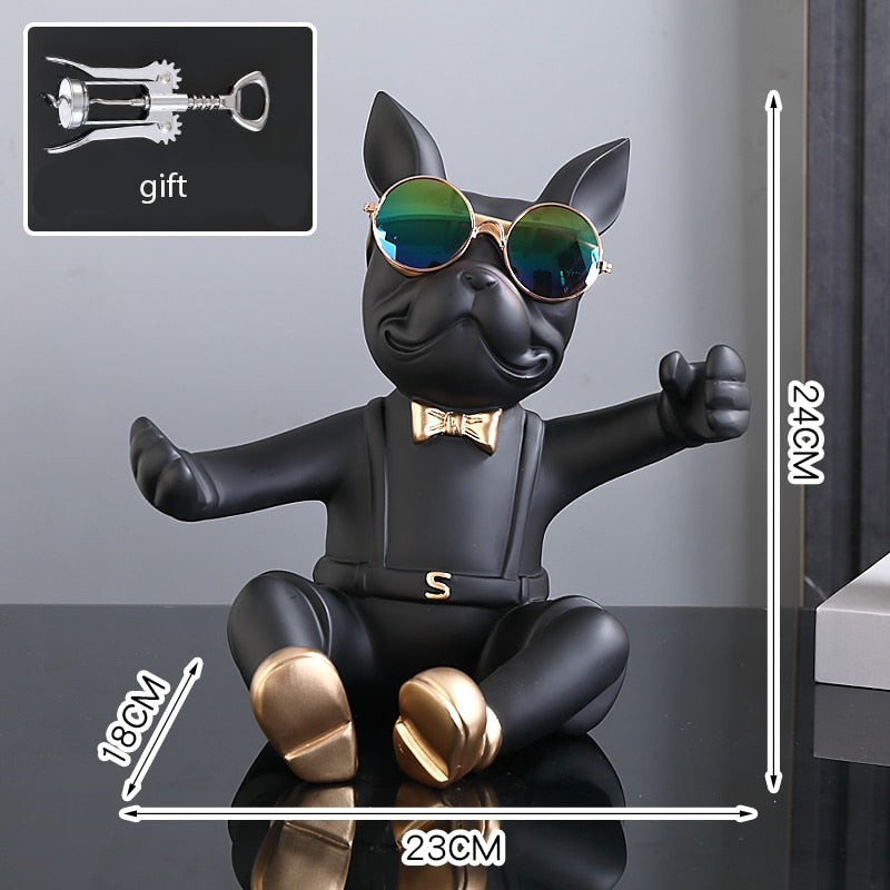 French Bulldog Wine Holder Nordic Live Room Sculpture office Dog Statue Table Decoration Dog Resin Statu Home Decor Ornament
