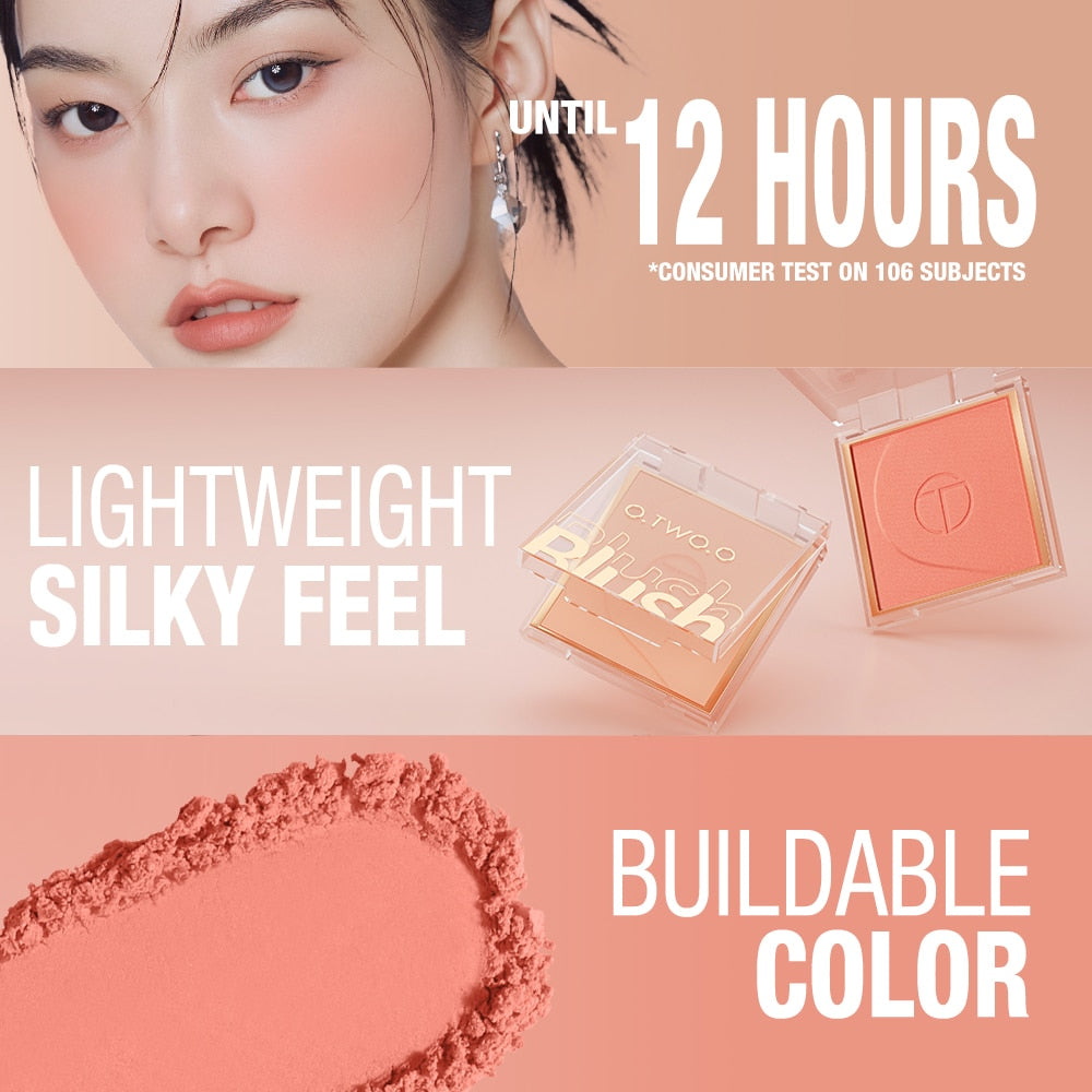 O.TWO.O Blush Makeup Palette 6 Colors Mineral Powder Long-lasting Natural Cheek Contour Tint Peach Pink Face Blusher Cosmetics