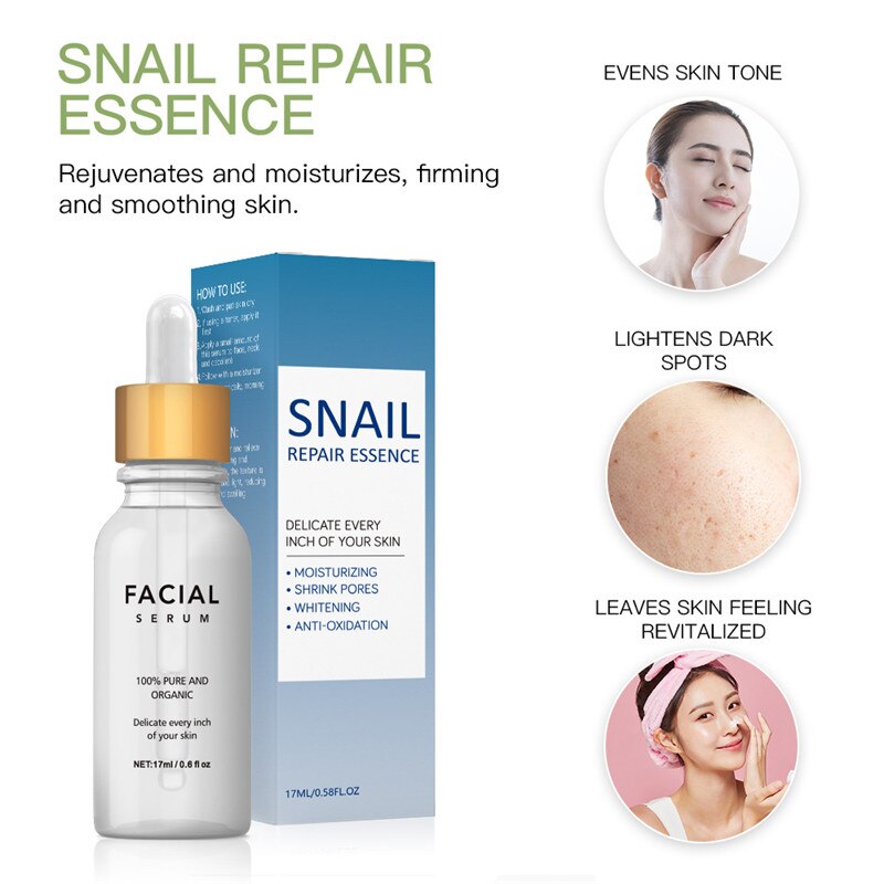 17ml Whitening Serum Snail Serum Brighten Blemish Freckle Remover Natural Moisturizing Face Serum Essence Korea Skin Care
