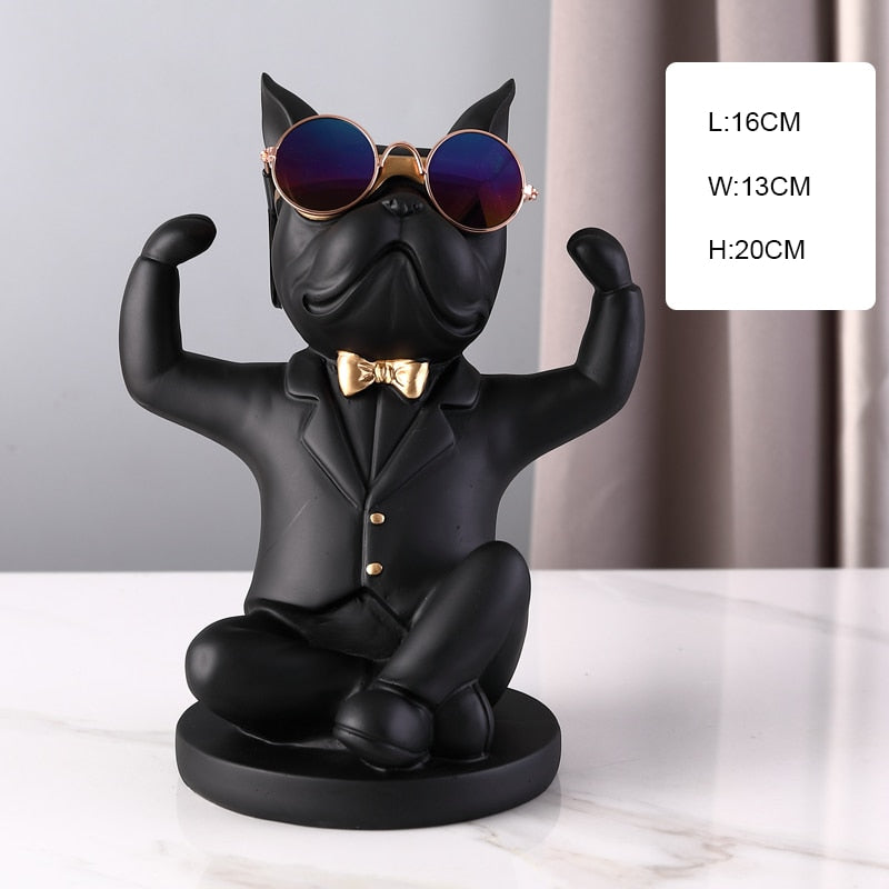 French Bulldog Wine Holder Nordic Live Room Sculpture office Dog Statue Table Decoration Dog Resin Statu Home Decor Ornament