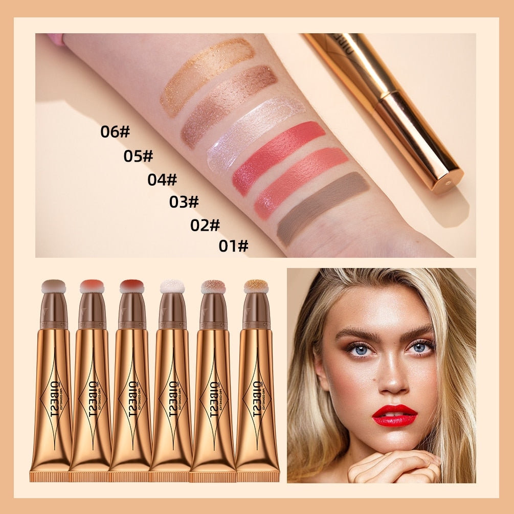 QIBEST Face Liquid Blusher Natural Cream Cheek Eye Tint Peach Blush Makeup Multi-use Stick Contour Blush Brighten Cheek Cosmetic