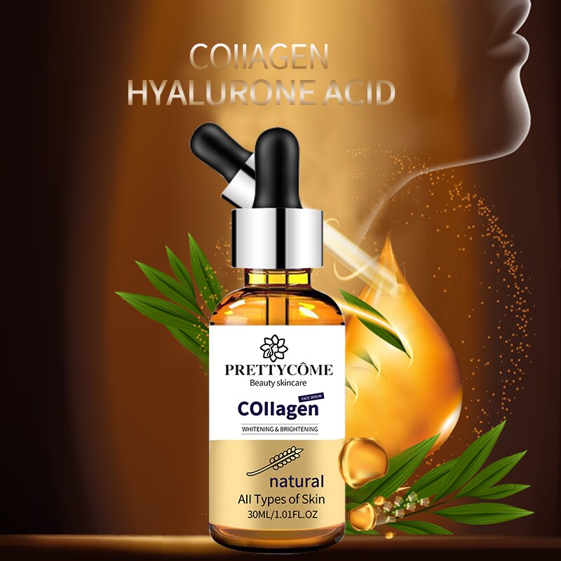 PRETTYCOME Collagen Face Serum Whitening Brighteing Anti-aging Wrinkle Face Essence Nourish Moisturizing Facial Care Essence