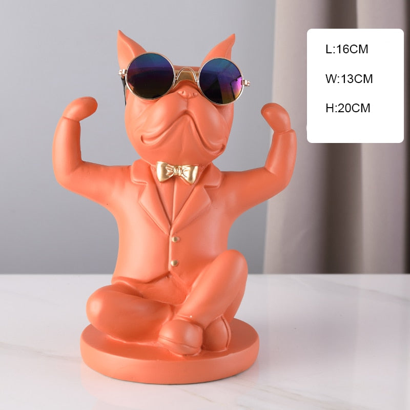 French Bulldog Wine Holder Nordic Live Room Sculpture office Dog Statue Table Decoration Dog Resin Statu Home Decor Ornament