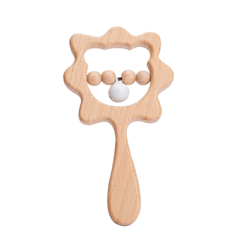 Wooden Rattle Baby Teether for Kids Teething Rings Animal Crochet Rattle Elephant Wooden Babies Gym Montessori Children's Toys