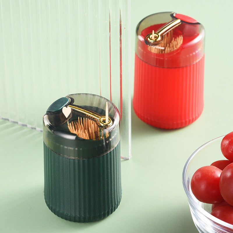 Simple Toothpick Box Toothpick Dispenser Creative Push Automatic Eject Toothpick Jar Holder Household Convenient Gift Gadget
