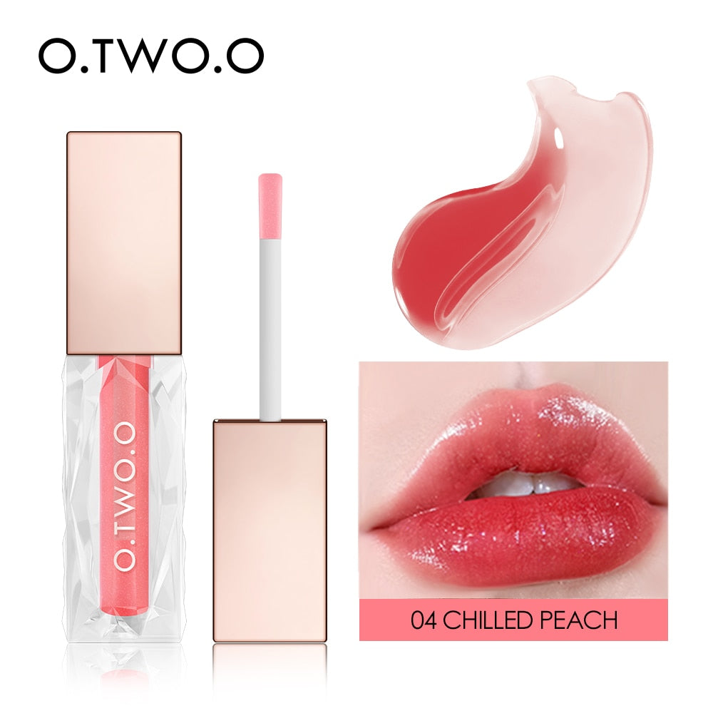 O.TWO.O Moisturizing Lip Tint Lip gloss Lip Oil 5 Crystal Colors Long-lasting Nutritious Makeup Sexy Plump Lip Glow Lip Plumper