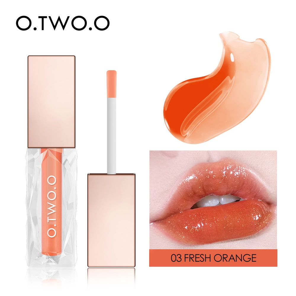 O.TWO.O Moisturizing Lip Tint Lip gloss Lip Oil 5 Crystal Colors Long-lasting Nutritious Makeup Sexy Plump Lip Glow Lip Plumper
