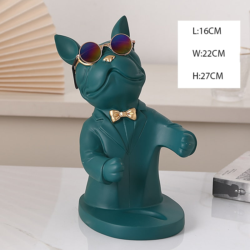 French Bulldog Wine Holder Nordic Live Room Sculpture office Dog Statue Table Decoration Dog Resin Statu Home Decor Ornament