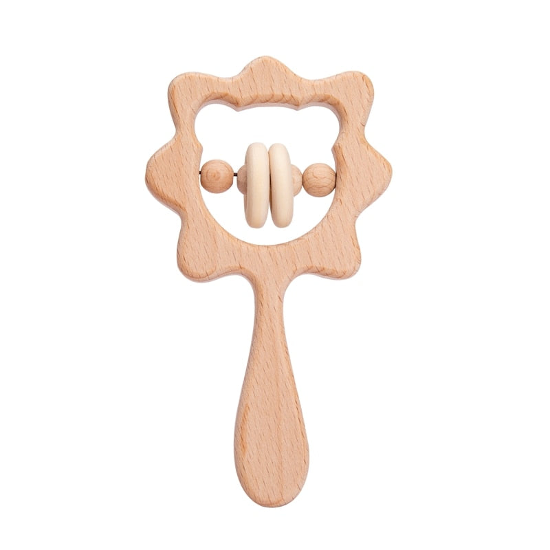 Wooden Rattle Baby Teether for Kids Teething Rings Animal Crochet Rattle Elephant Wooden Babies Gym Montessori Children's Toys
