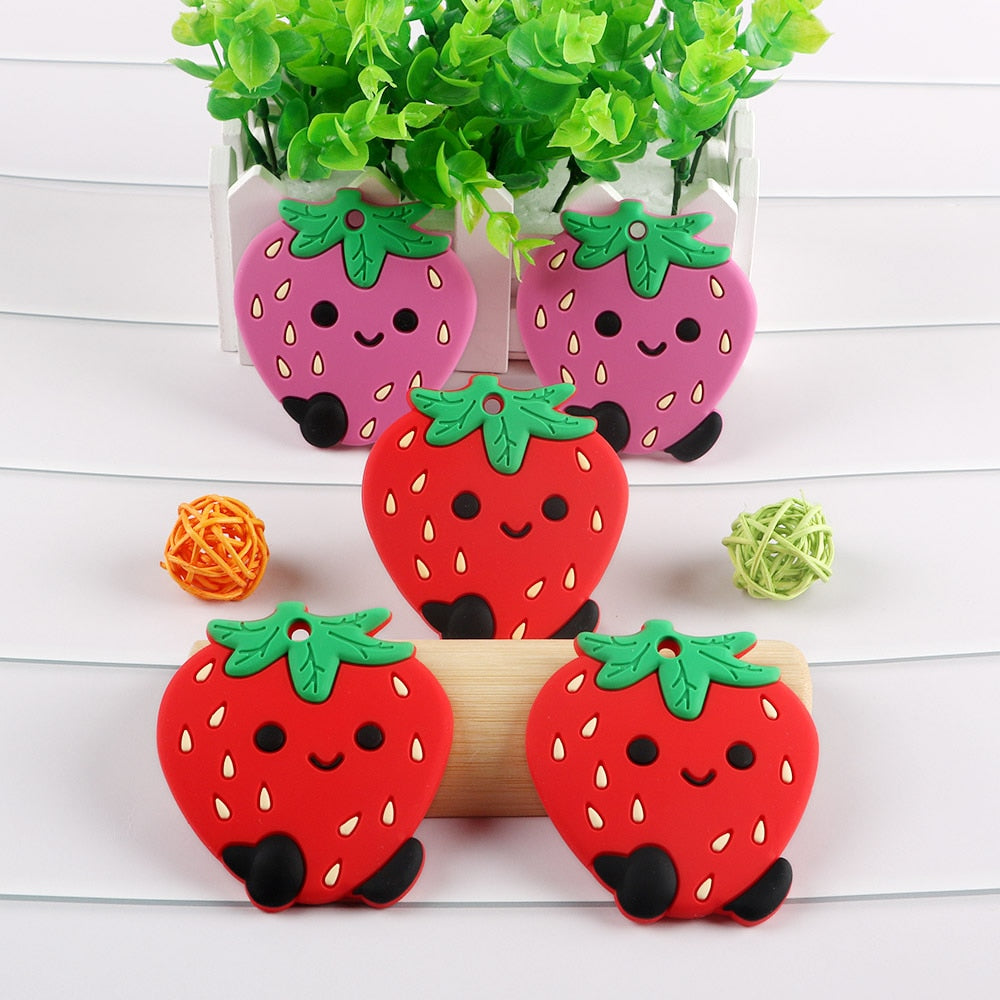 Kovict 1pc Silicone Teether Baby Cartoon Durian Watermelon Avocado Fruit Sushi Pendants DIY Baby Chewing Teether Pacifier Chain