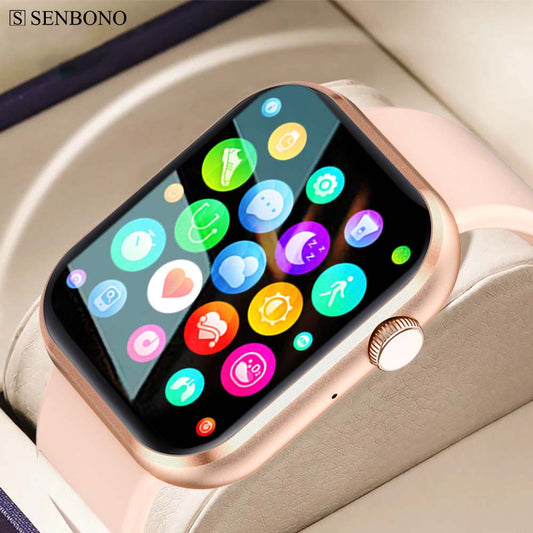 SENBONO 2023 New Women's Smart Watch Bluetooth Call Sport Watch Music Player Fitness Tracker Heart Rate Smartwatch Women Men+BOX