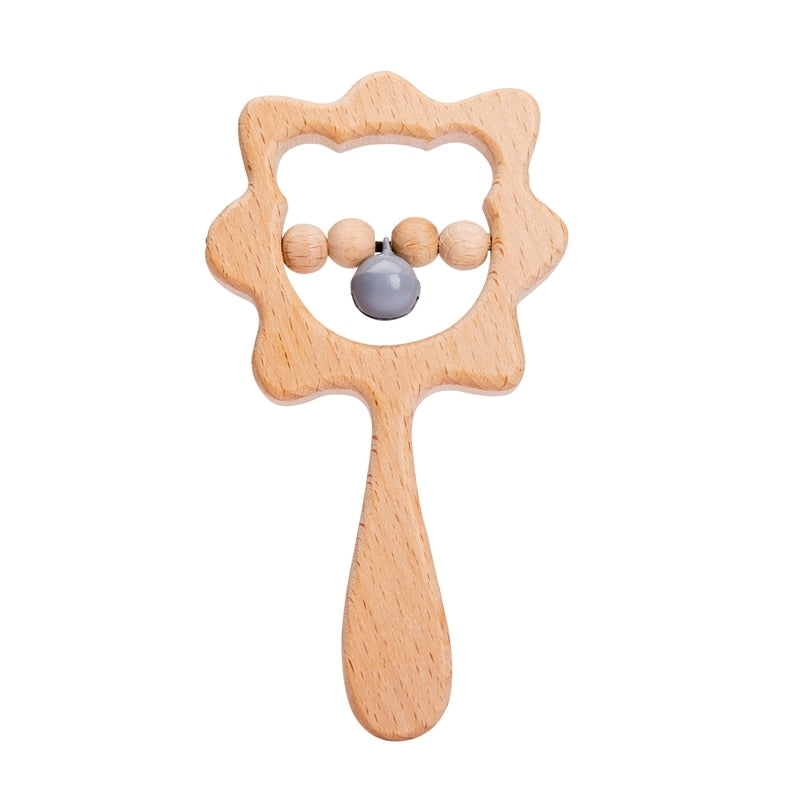 Wooden Rattle Baby Teether for Kids Teething Rings Animal Crochet Rattle Elephant Wooden Babies Gym Montessori Children's Toys