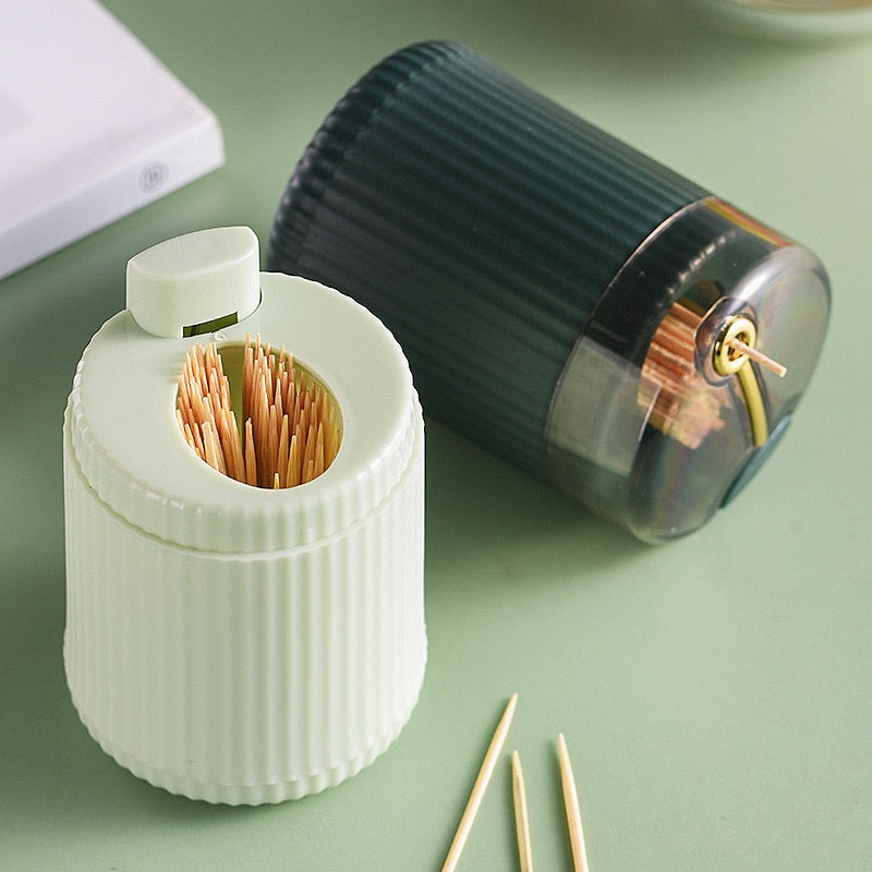 Simple Toothpick Box Toothpick Dispenser Creative Push Automatic Eject Toothpick Jar Holder Household Convenient Gift Gadget