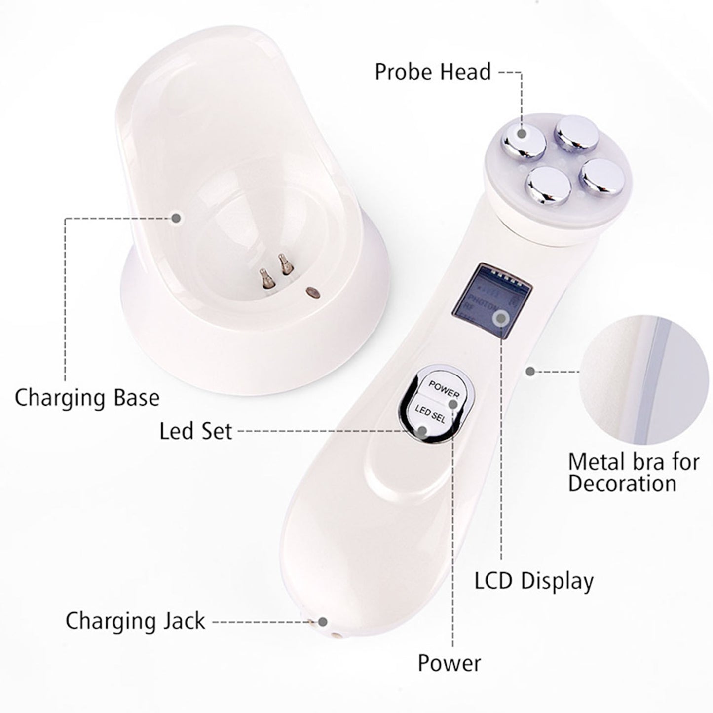 EMS&amp;RF Facial Radiofrequency Lifting Machine Face Spa Massager 5 in 1 Beauty Devices LED Photon Skin Rejuvenation Mesotherapy