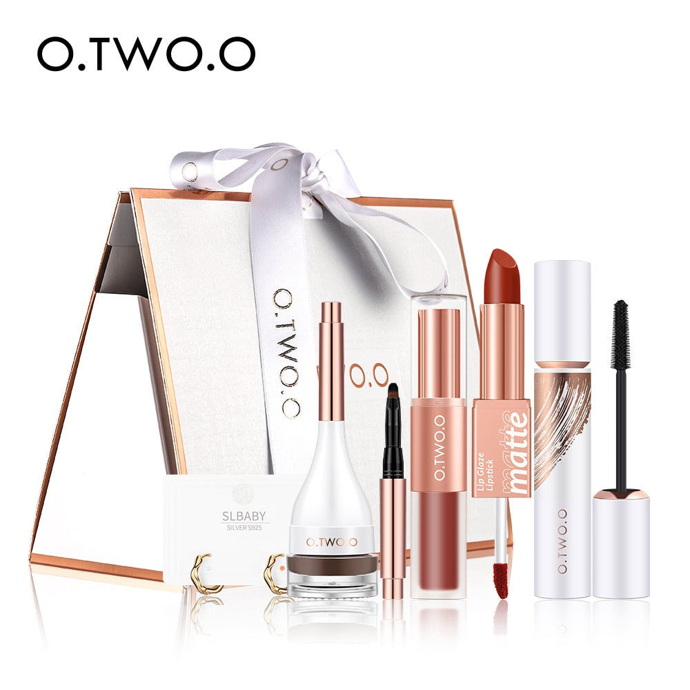 O.TWO.O Makeup Set 5pcs Eye Makeup Kit Eyebrow Pomade Lipstick Mascara Makeup Bag Waterproof Long Lasting Cosmetics for Women