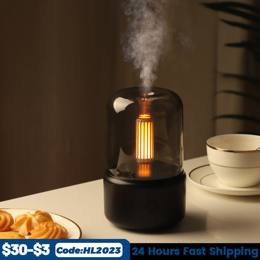 Volcanic Flame Aroma Diffuser Essential Oil Lamp 130ml USB Portable Air Humidifier with Color Night Light Mist Maker Fogger Led
