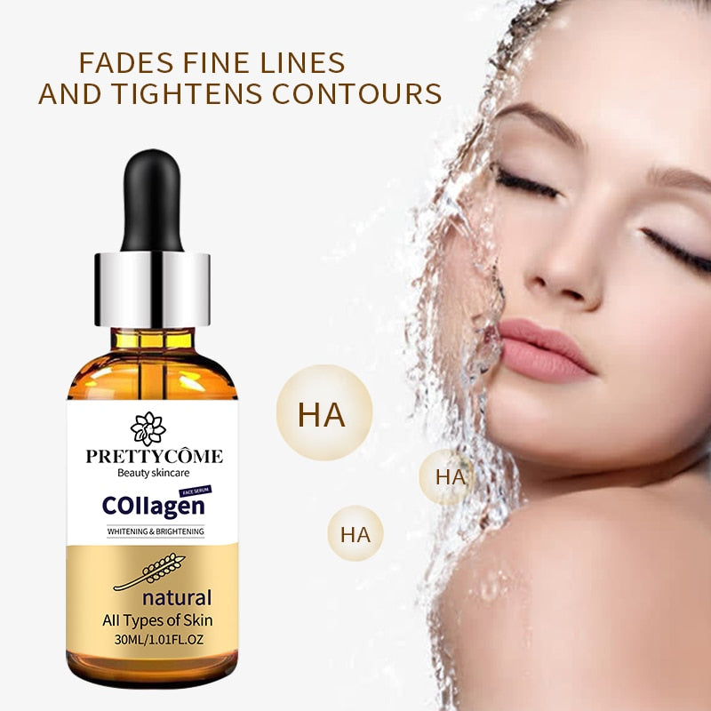 PRETTYCOME Collagen Face Serum Whitening Brighteing Anti-aging Wrinkle Face Essence Nourish Moisturizing Facial Care Essence