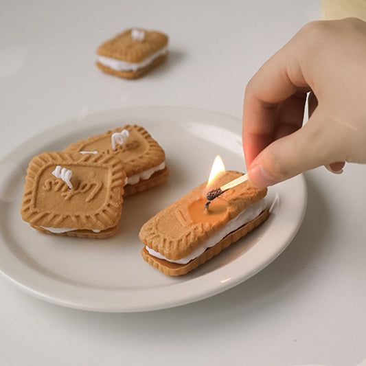 Sandwich Biscuit Candle Aromatherapy Candle Baking Candle Handmade Craft Tools Home Decor Caramel Cookie Candle Gif
t