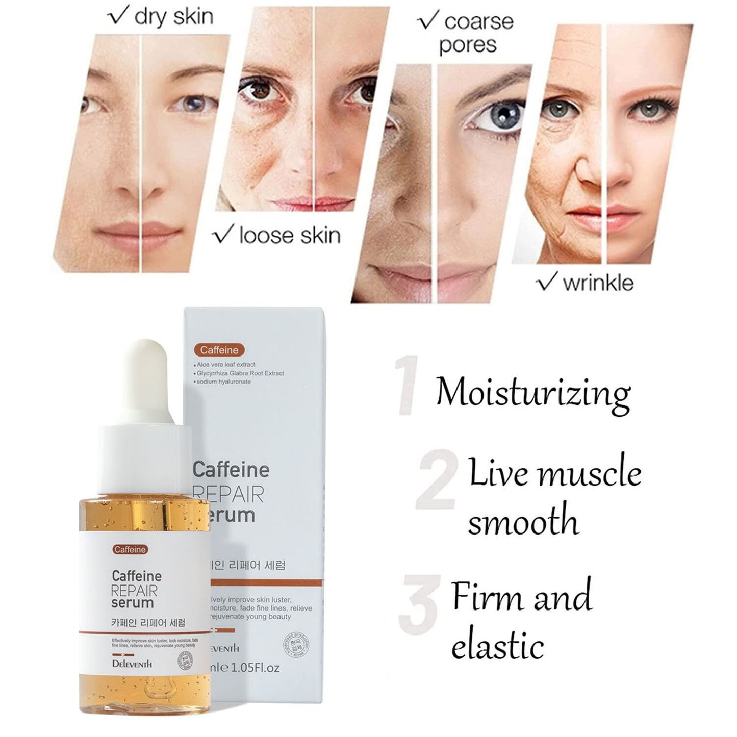 DEleventh Face Serum Anti Aging Repair Essence Firming Korean Skin Care Shrink Pore Anti Wrinkle Whitening Moisturizing Cosmetic