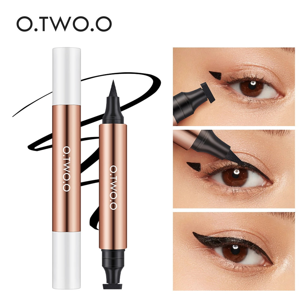 O.TWO.O Black Eye Liner Stamp Eyeliner Pencil Waterproof Smudge-proof Liquid Eyeliner Easy Cat Eye Stencil Makeup Tool for Eyes